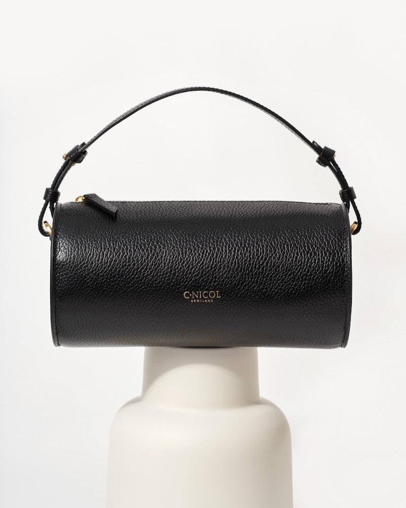 CNicol Black Leather Evie Bag on White Base