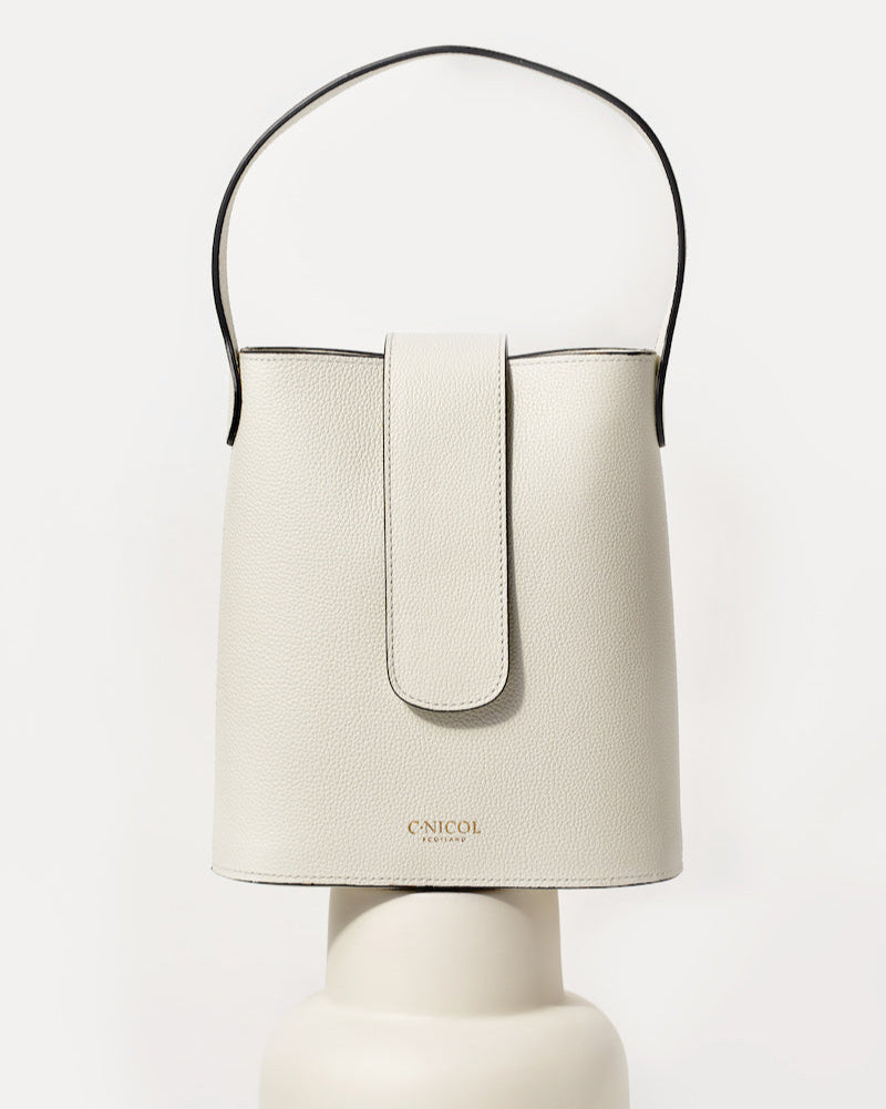 CNicol White Leather Holly Bag on White Base