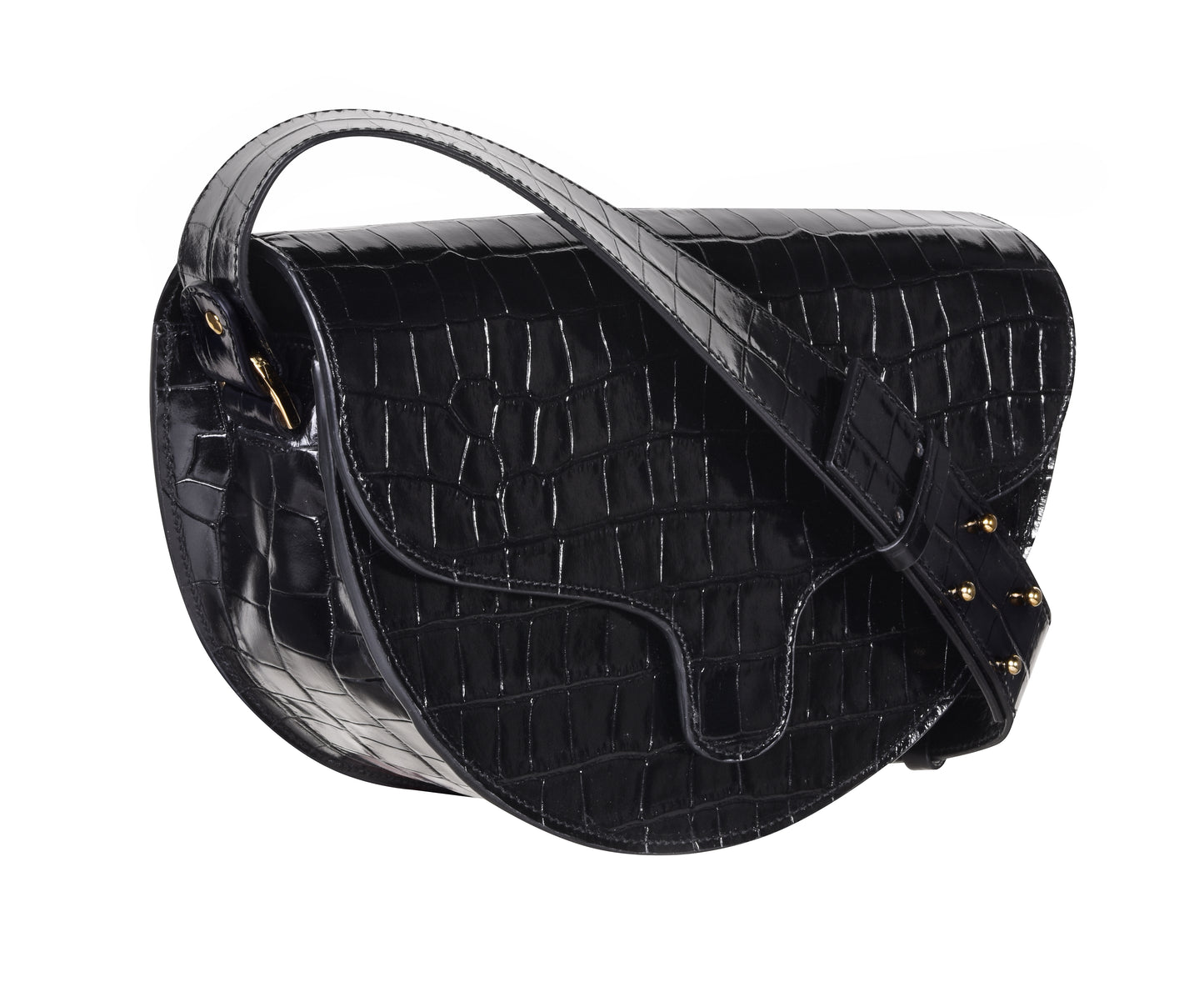 CNicol Black Croc Leather Lily Bag