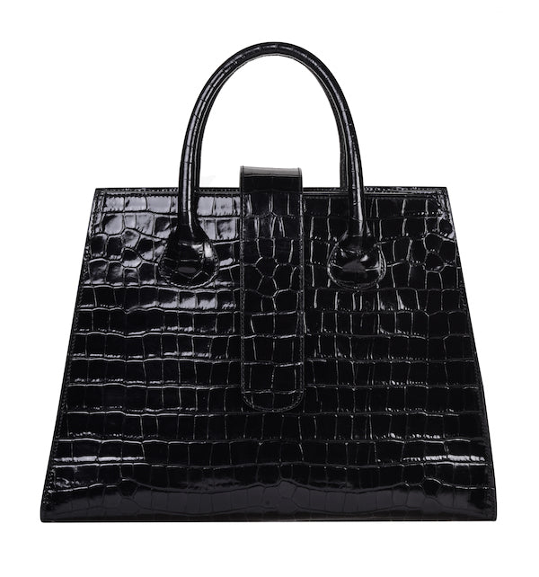 CNicol Black Croc Leather Rosa Bag