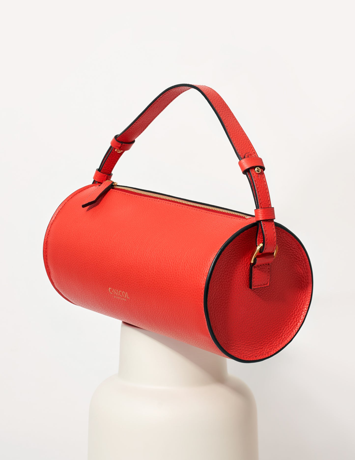 CNicol Red Leather Evie Bag on White Base