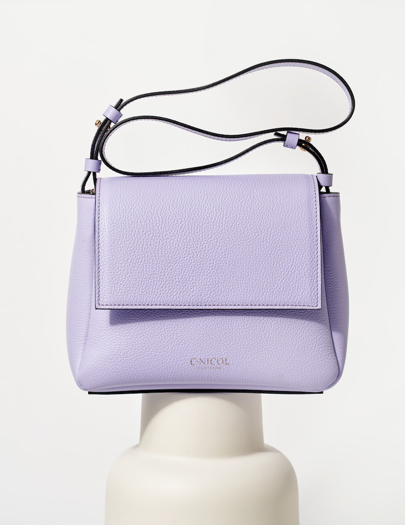 CNicol Lilac Leather Fia Bag on White Base