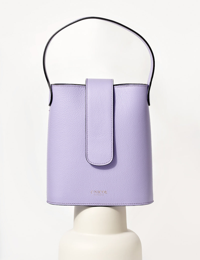 CNicol Lilac Leather Holly Bag on White Base