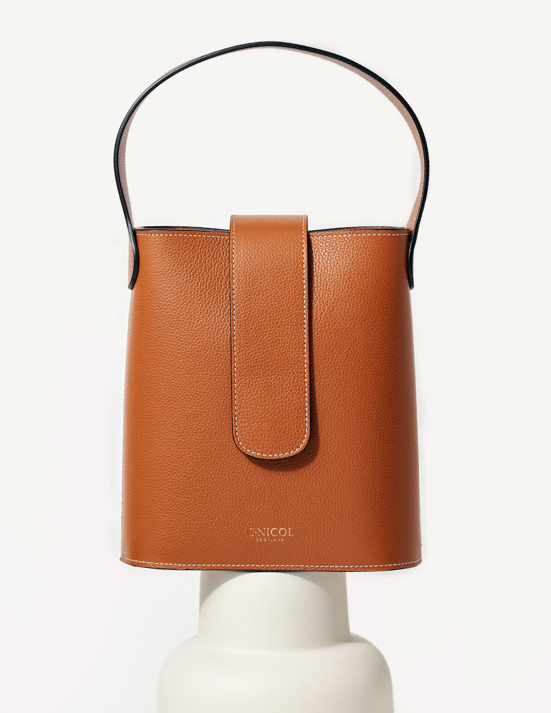 CNicol Brown Leather Holly Bag on White Base