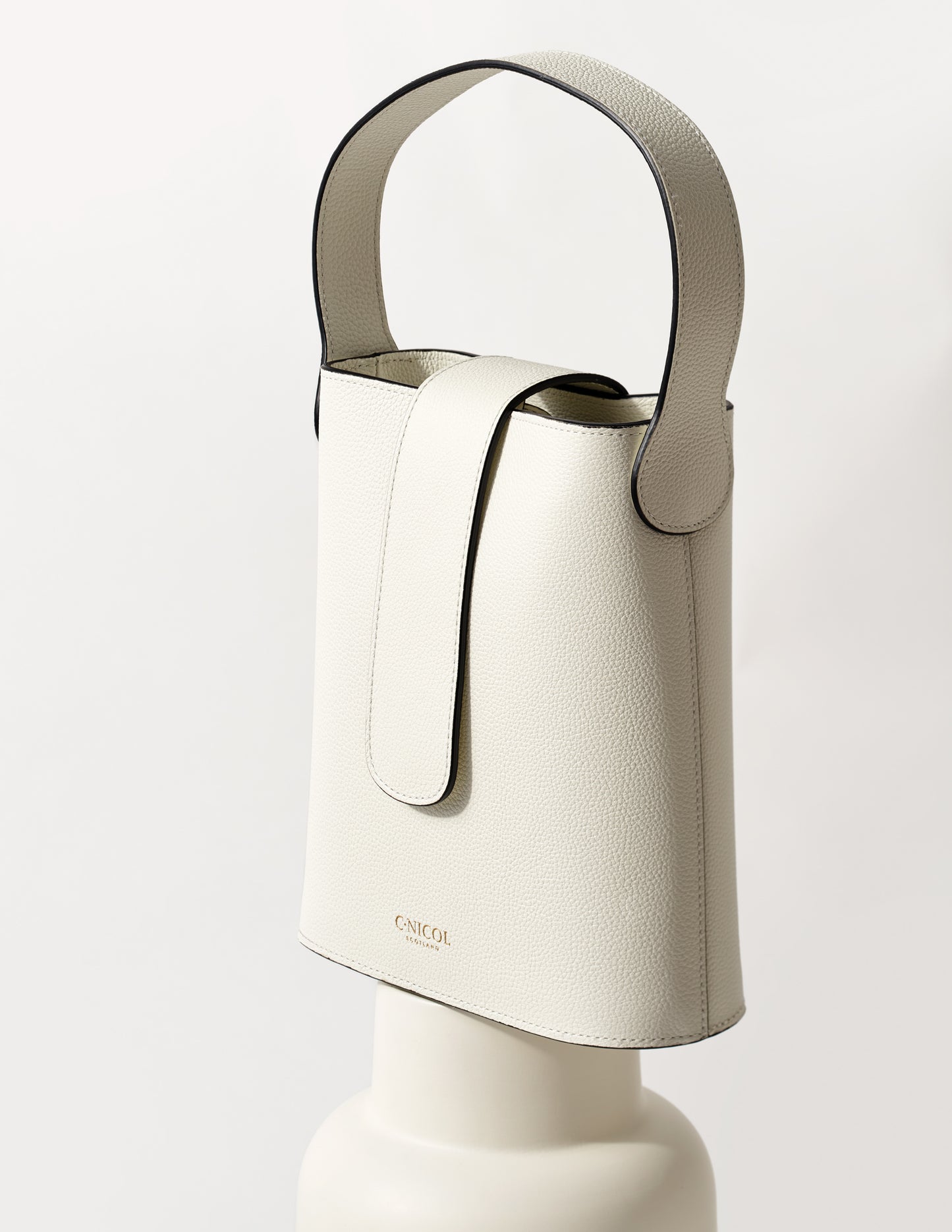 CNicol White Leather Holly Bag on White Base