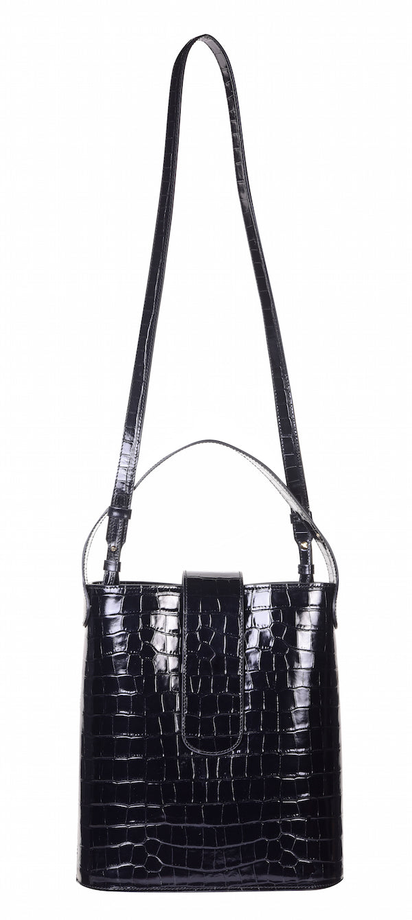 CNicol Black Croc Leather Holly Maxi Bag