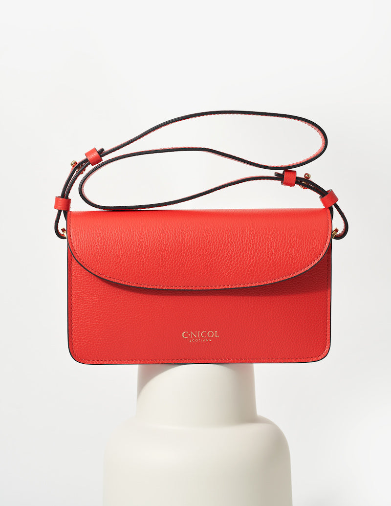 CNicol Red Leather Kate Bag on White Base