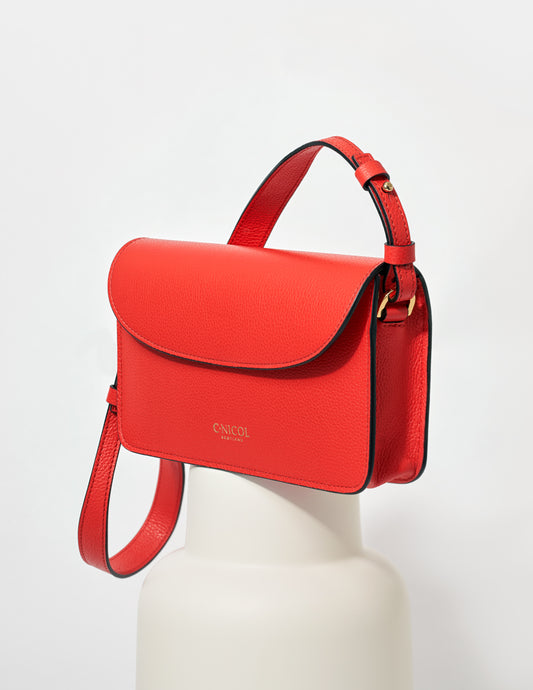 CNicol Red Leather Bag on White Base