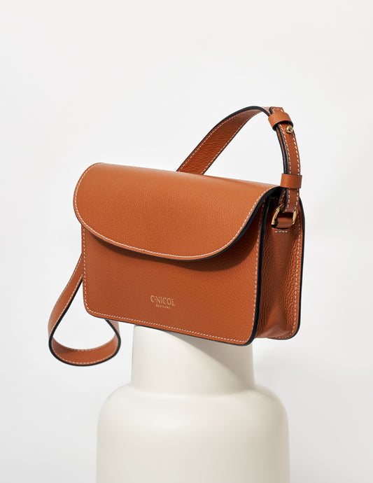 CNicol Brown Leather Kate Bag on White Base