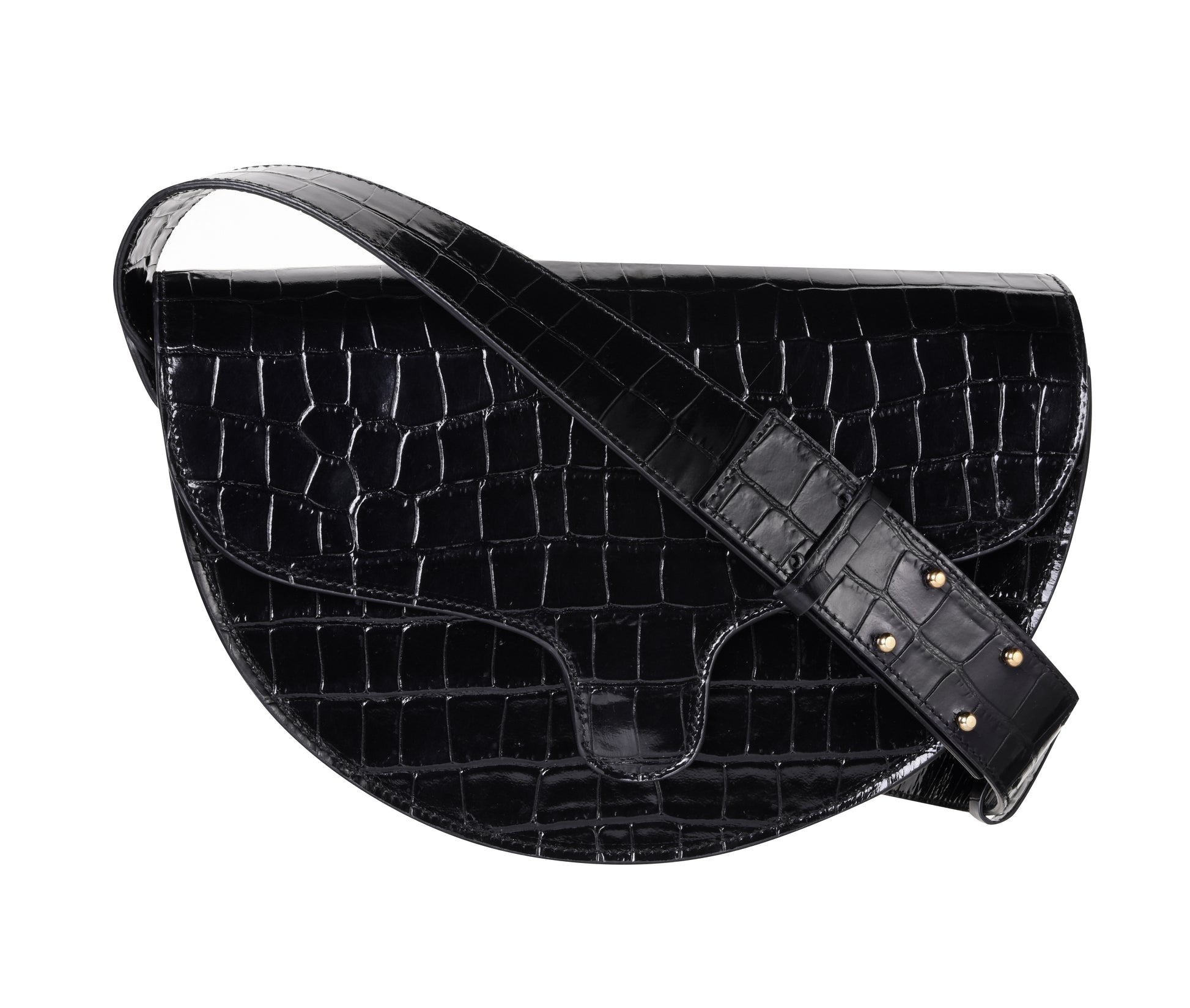 CNicol Black Croc Leather Lily Bag