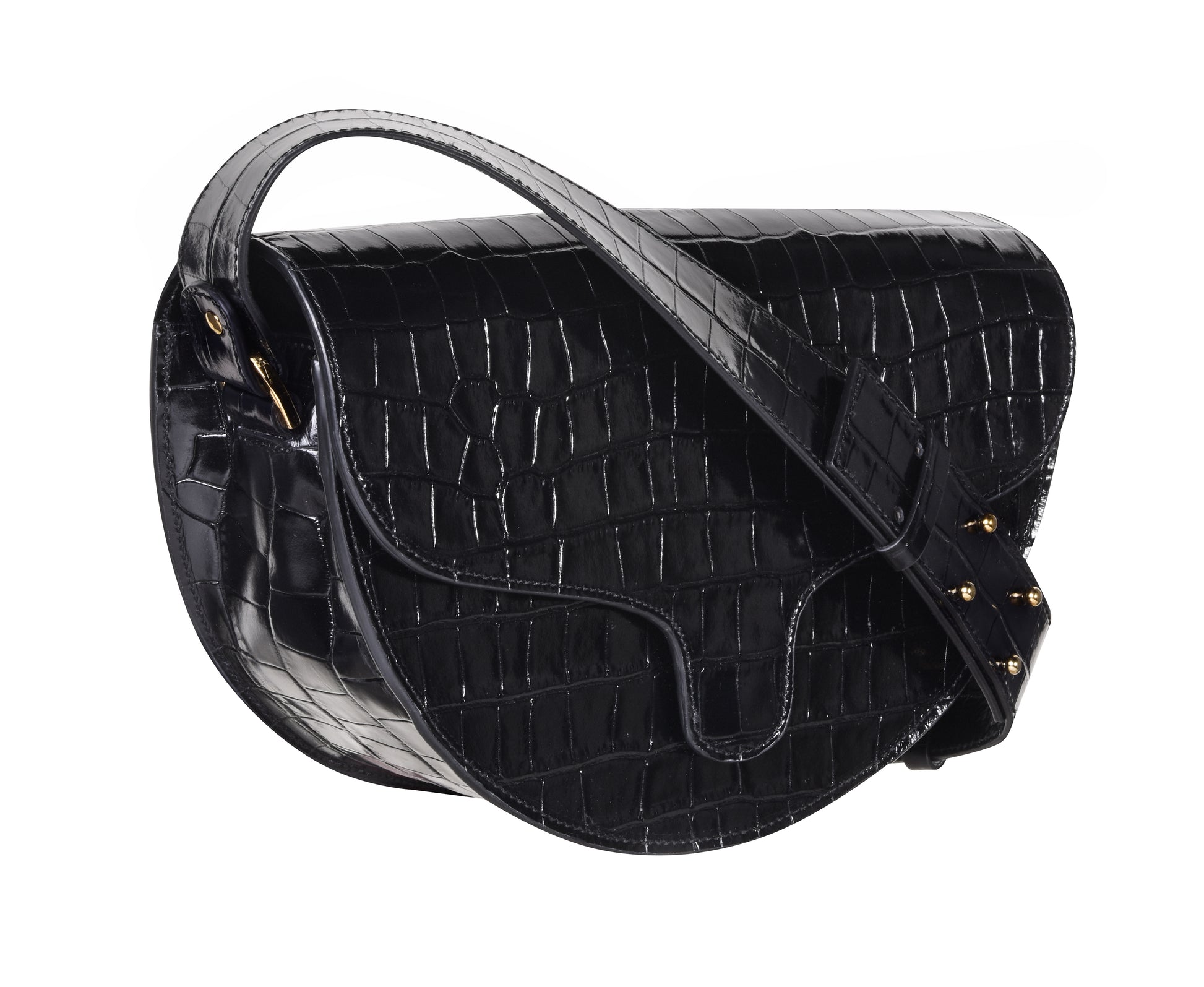 CNicol Black Croc Leather Lily Bag 