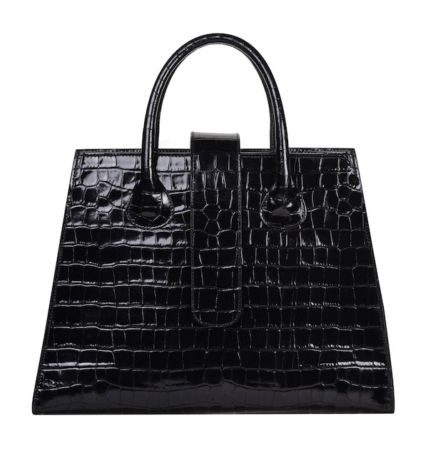CNicol Black Croc Leather Rosa Bag 